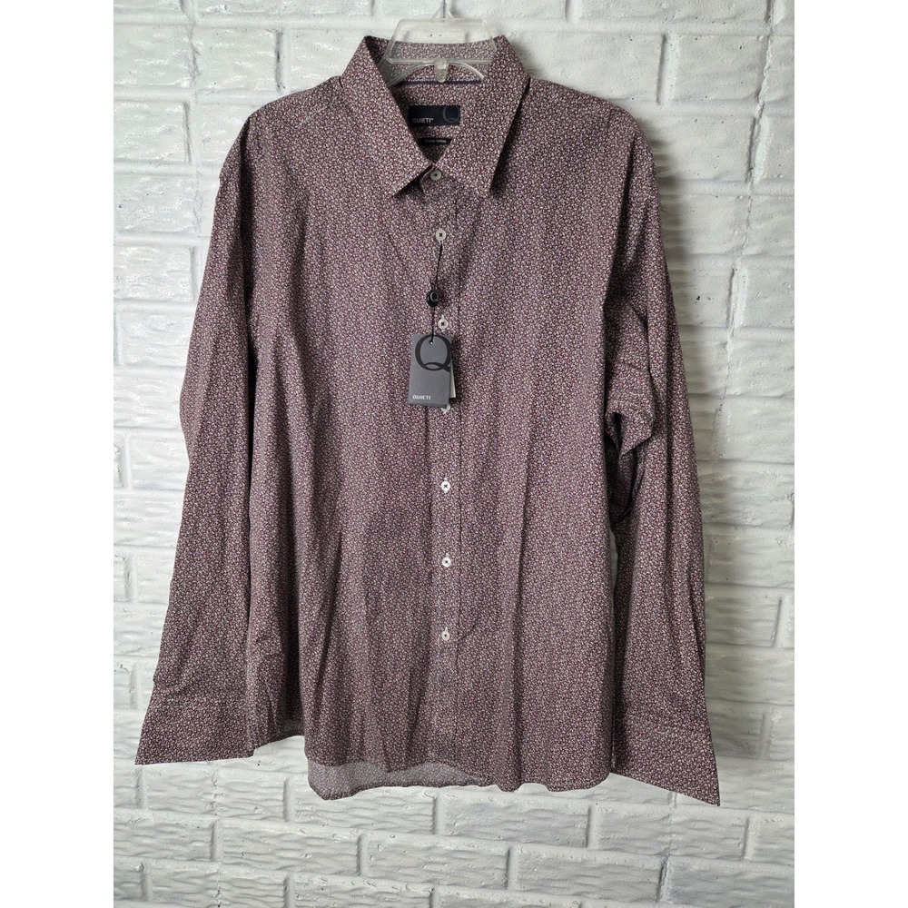 QUIETI Mens shirt Size XXL Floral Button up Brown Stretch Cotton NWT $135
